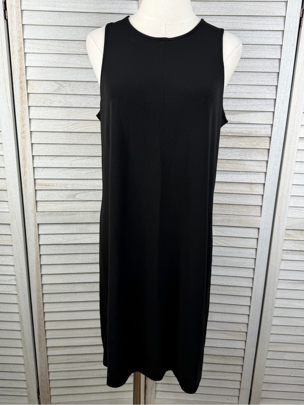 VINCE Black Sleeveless Midi Shift Dress Minimalist Career-Large